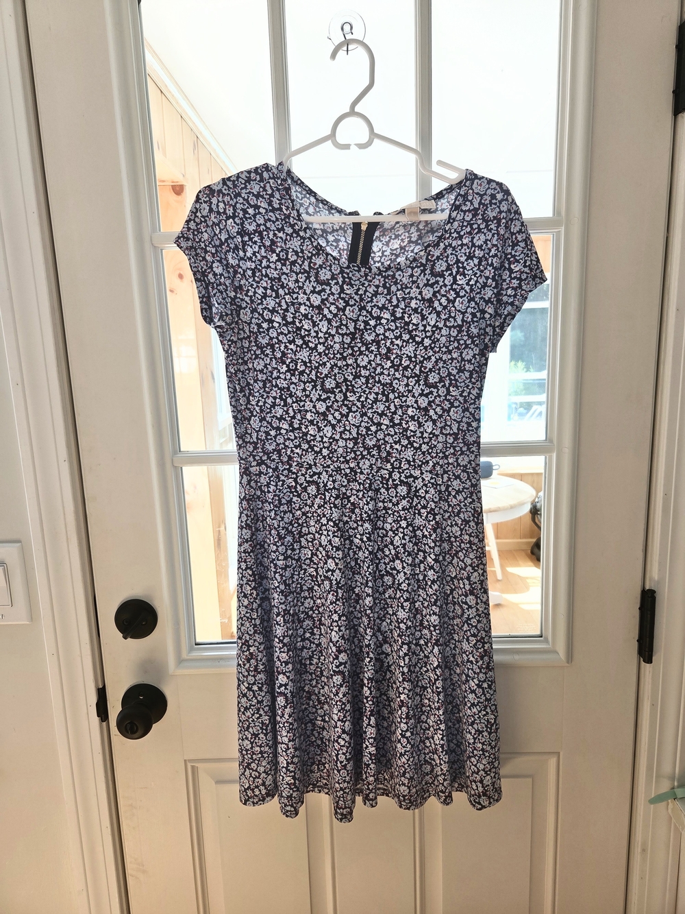 Michael Kors Navy and White Floral Fit & Flare Dress